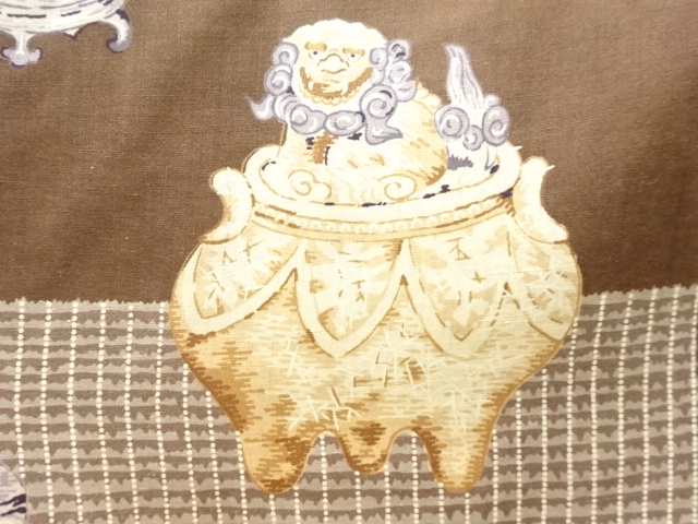 アンティーク　茶道具模様肩裏羽織